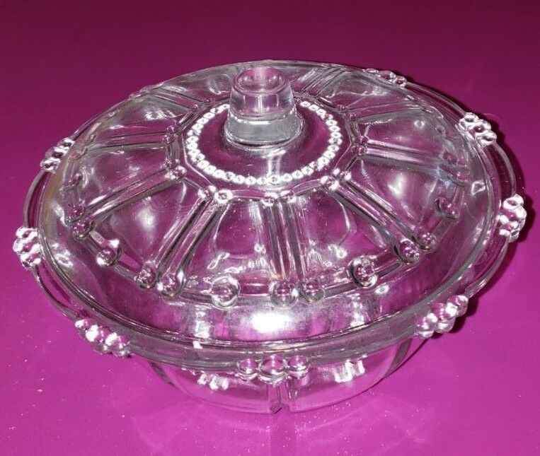 Decorative Clear Glass Candy Bowl/Dish. With Lid