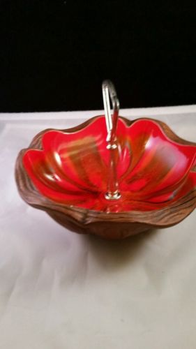 Red Flower Shaped Ceramic Glazed Candy Dish