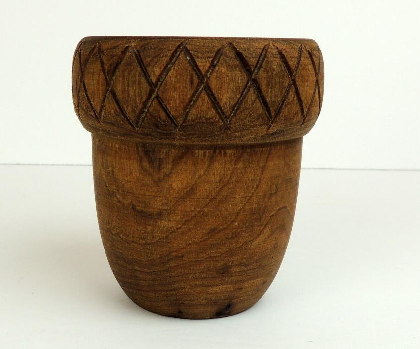 Vintage Wood Acorn Cup Dish Bowl Lathe Turned 4