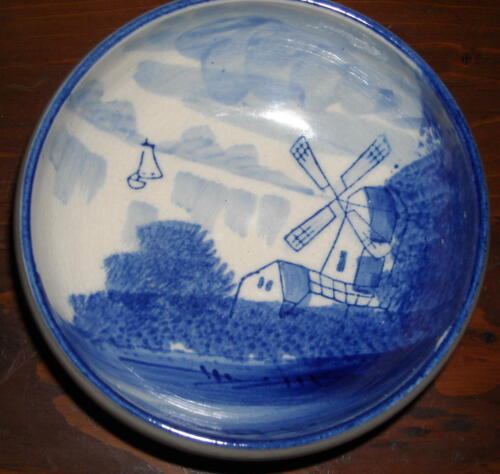 Pretty Small Blue and White Windmill Picture Bowl Ships Free in the USA