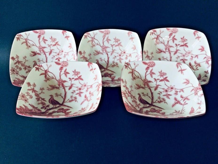 Asianera Bone China Small Decorative Serving Bowl Set/5 Red Floral Retired