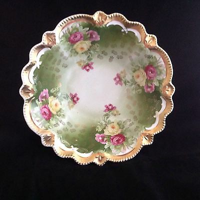 VINTAGE PORCELAIN HAND PAINTED BOWL WITH GOLD TRIM NUMBERED 11