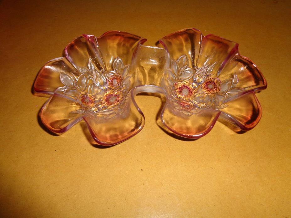 Pink Glass: Double Bowl Candy Dish: Mikasa/Vintage