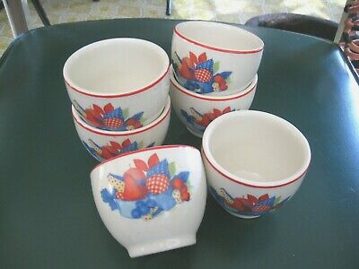 Calico Fruit Bowls crafts CUSTARD Berry Tea CUPS set Universal Pottery Gifts LOT