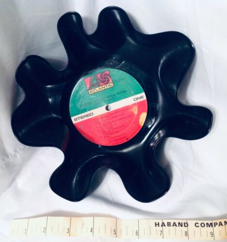 Upcycled Chip Snack Bowl CSNY record vinyl Kitsch