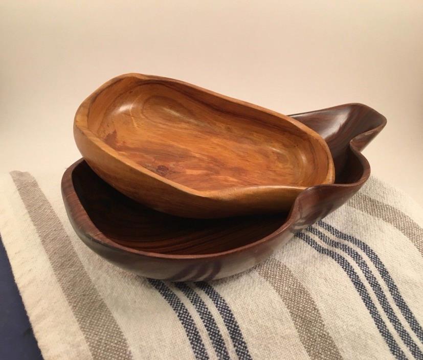 Vintage Wood Bowls Jewelry Or Candy Bowls