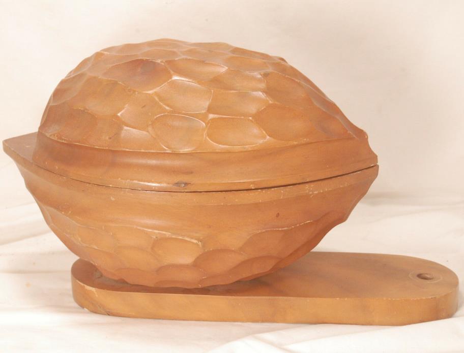 Vintage Walnut Shaped Wooden Nut Bowl