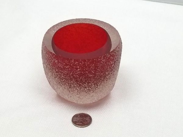 Geode Votive Candle Holder Handmade Art Glass Red HOLIDAY Christmas Decor