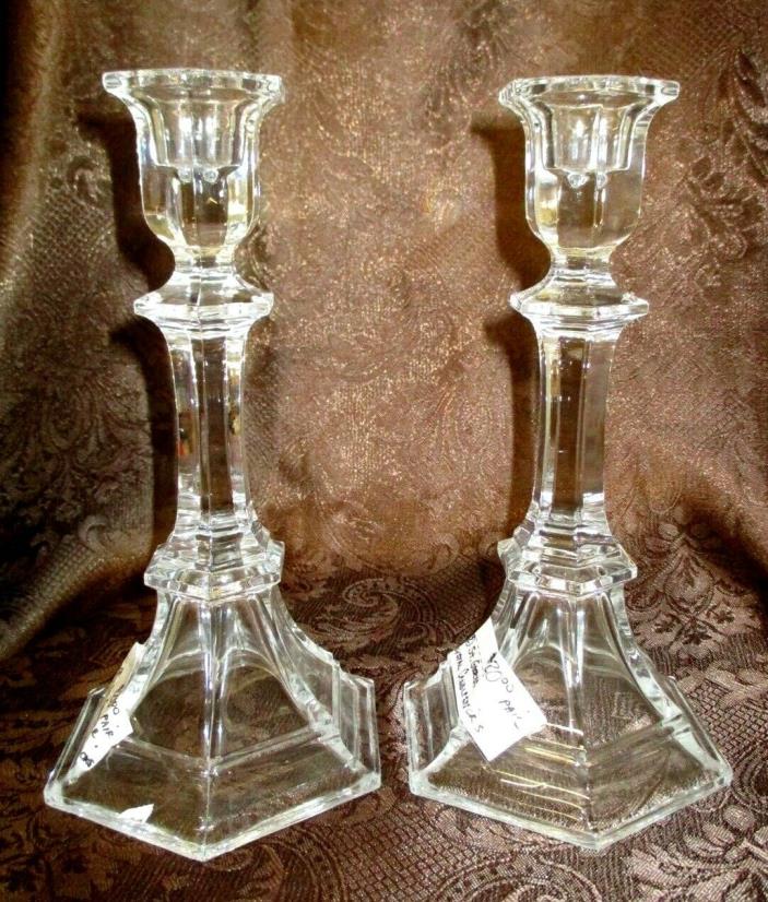 PAIR OF ST. GEORGE LEAD CRYSTAL 8 INCH CANDLESTICKS great condition!