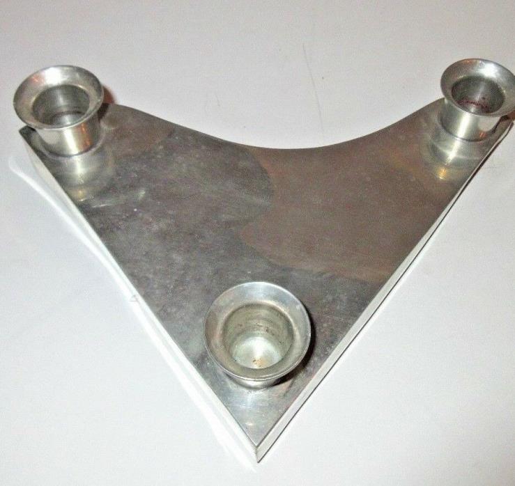 Vintage Art Deco T. & C WHITE Candle Holders,1980s, 3 hole triangle 