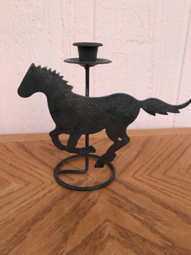 Metal Galloping Horse Single Candle Holder, 7 1/2