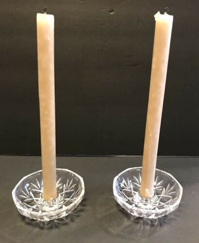 Clear Cut Glass Vintage Round Candle Holders
