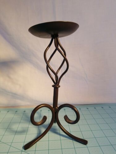 Black Twisted Metal Candle Free Standing 9 Inch Candle Holder