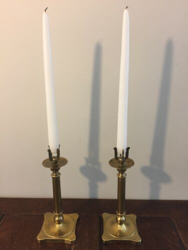 Vintage The BrassCrafters Solid Brass Candlestick Holder Pair Excellent Patina