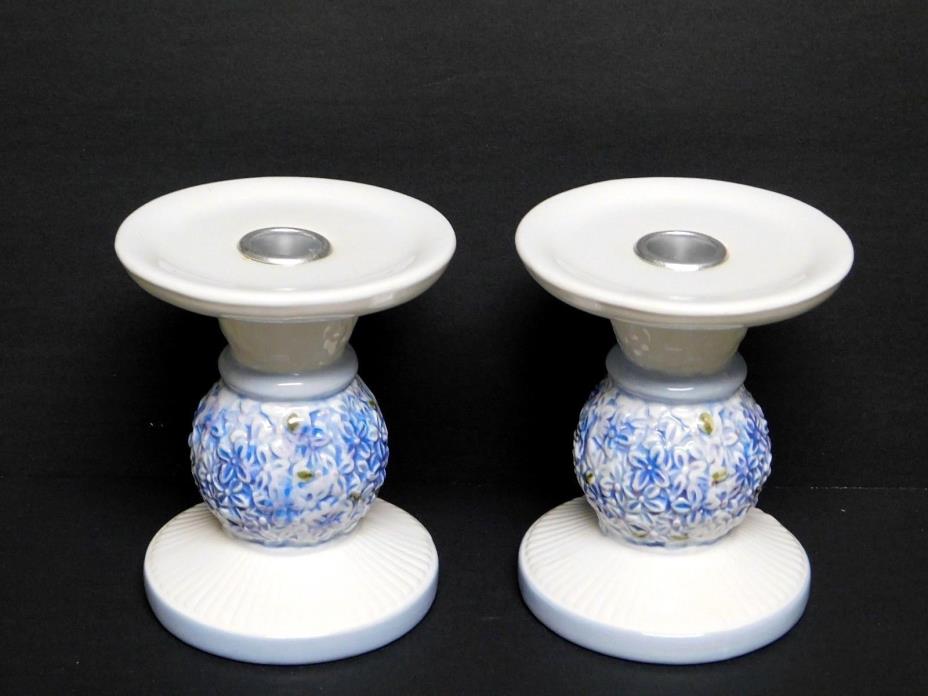 Pair Ceramic/Porcelain Pillow/Taper Candle Holders 4.5