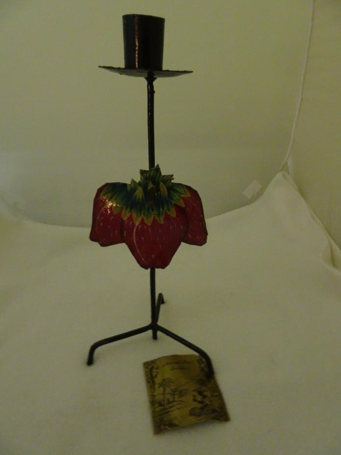 ARTISAN METAL SCULPTURE CANDLE HOLDER-STRAWBERRY THEME-NWT-VENTURE PRODUCTS