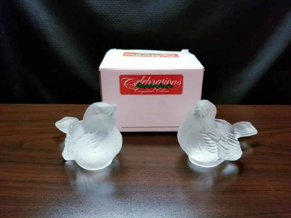 Frosted Sparrow Candle Holders - Pair by Celebrations Cyrstal (MIB)