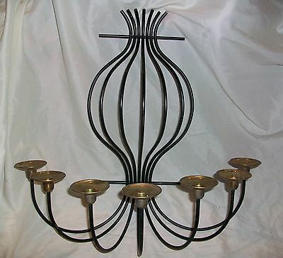 Metal Black & Brass 7 Hole Candle Holder Wall Sconce Hanging Unique
