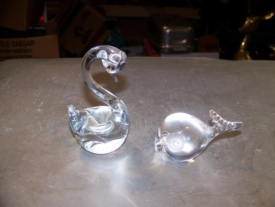 SWAN  - MINATURE CLEAR  GLASS - BEAUTIFUL!!! and FISH