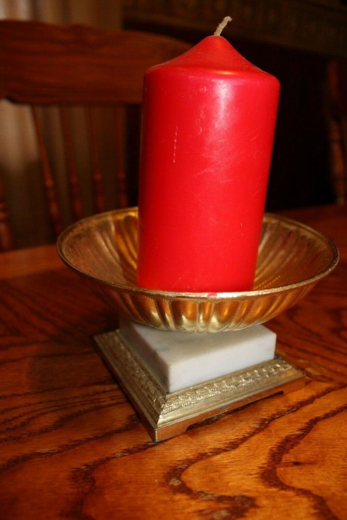 Vintage Metal and Marble Pillar Candle Holder~Heavy~VGC!!! Made in Italy