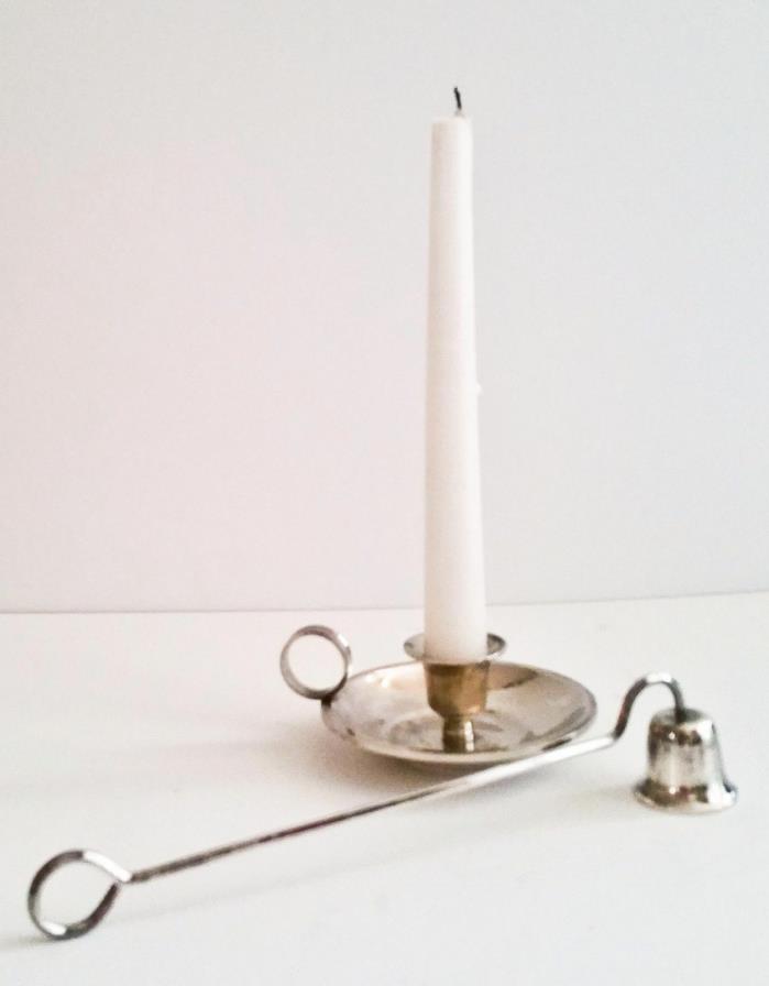 Silver Plated Candle Stick With Snuffer