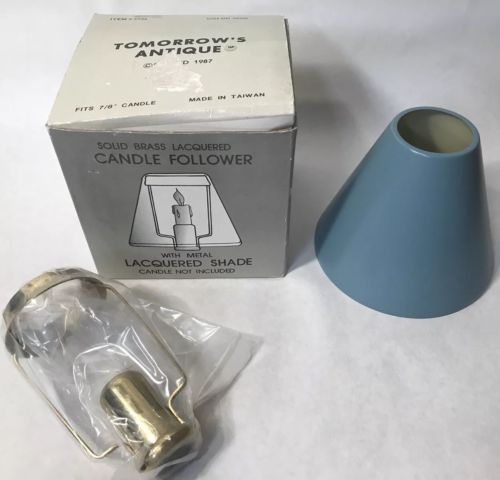 NIB Tomorrow’s Antique Solid Brass Lacquered Candle Follower W Shade 7/8” Candle