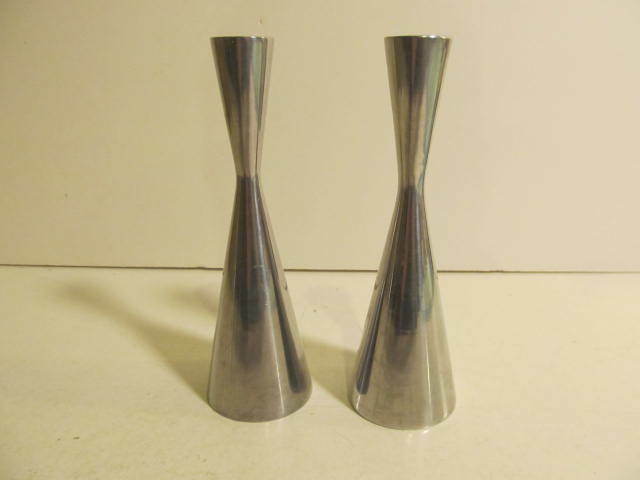 2 Weighted Stainless Steel Modern Candlesticks Candle Holders Taper7 ½”