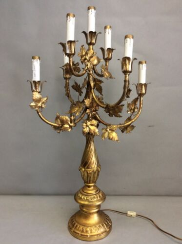 Candelabra 7-Candle Gilt Metal/Wood Made in Italy 28.75