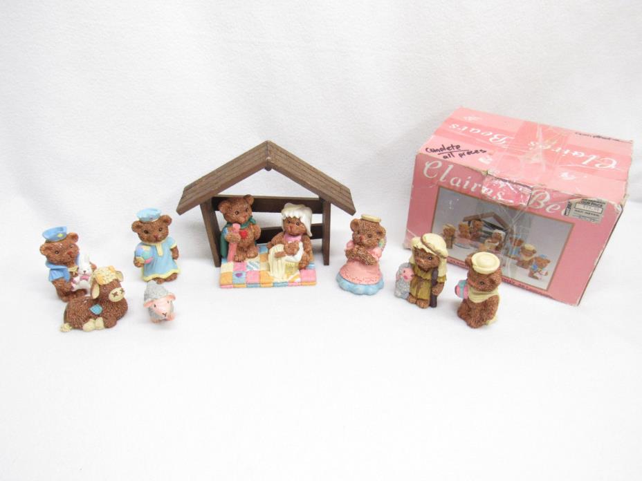 Vintage Claire's Bears Nativity Set Teddy Christmas
