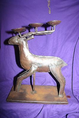 Vintage copper reindeer candleabra candleholder