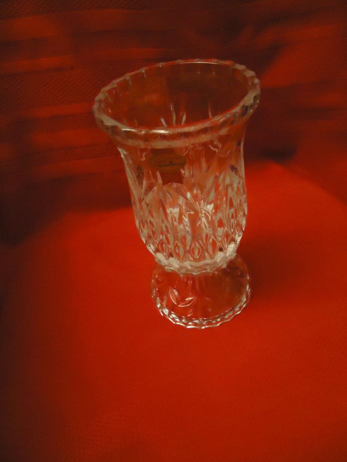 VINTAGE CHRYSTAL GLASS VASE CANDLE HOLDER  8'' TALL MADE IN GERMANY