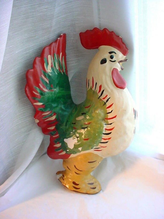Vtg Chalkware Rooster Hand Painted Wall Art Shabby Farmhouse Wall Art