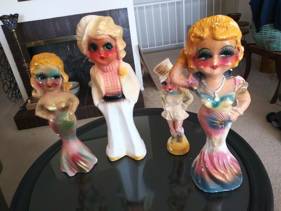 1930s MAE WEST CARNIVAL CHALKWARE PRIZES TALL FIGURINES