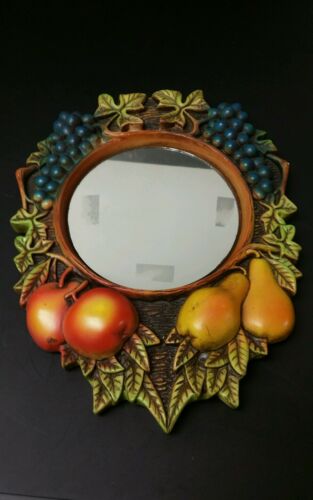 vTg 1968 Miller Studio Chalk Ware Color Mixed Fruit Apples Grapes Pears Leaves