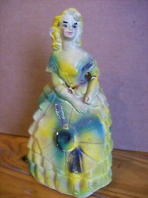 Chalkware Lady In Hoop Skirt Figurine 