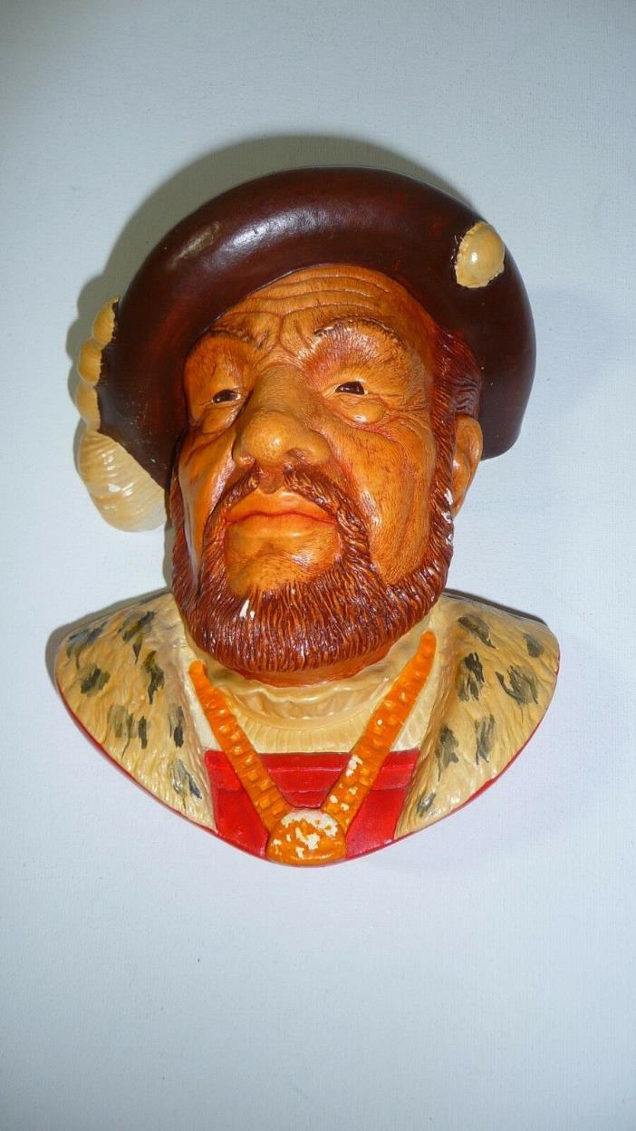 Chalkware Head King or Lord Hand Painted Collectible Chalk Ware Decor Unmarked