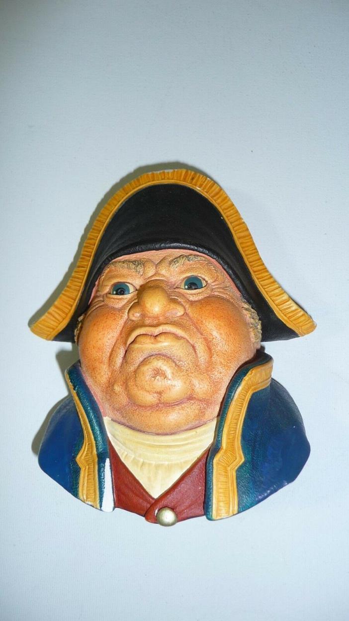 BOSSONS Chalk Ware Head Mr Bumble Dickens Oliver Twist Hand Painted Wall Decor