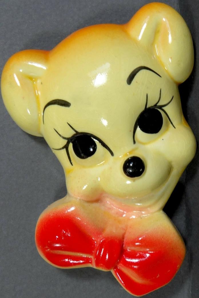 Vintage Puppy Dog or Bear Cub Head Painted Carnival Prize 1940s 1950s No Chips