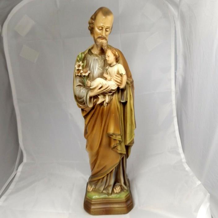 Vintage Saint St. Joseph & Holy Child Plaster  Chalkware 14