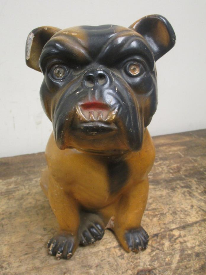 Vintage Antique Chalk Chalkware Bulldog Dog Statue