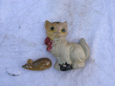 Vintage CHALKWARE CAT & MOUSE Wall Art