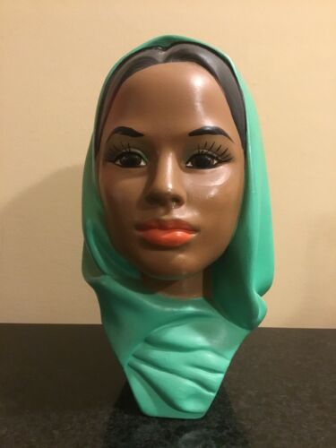 RARE MARWAL CHALKWARE HEAD STATUE SIGNED UNDERNEATH