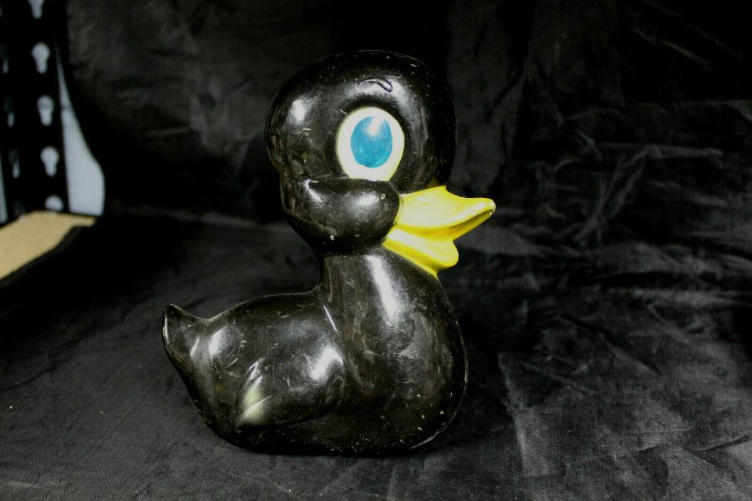 Vintage Retro 1963 Chalkware Duck Ducky Hanging Plaque Bathroom Black Duckie