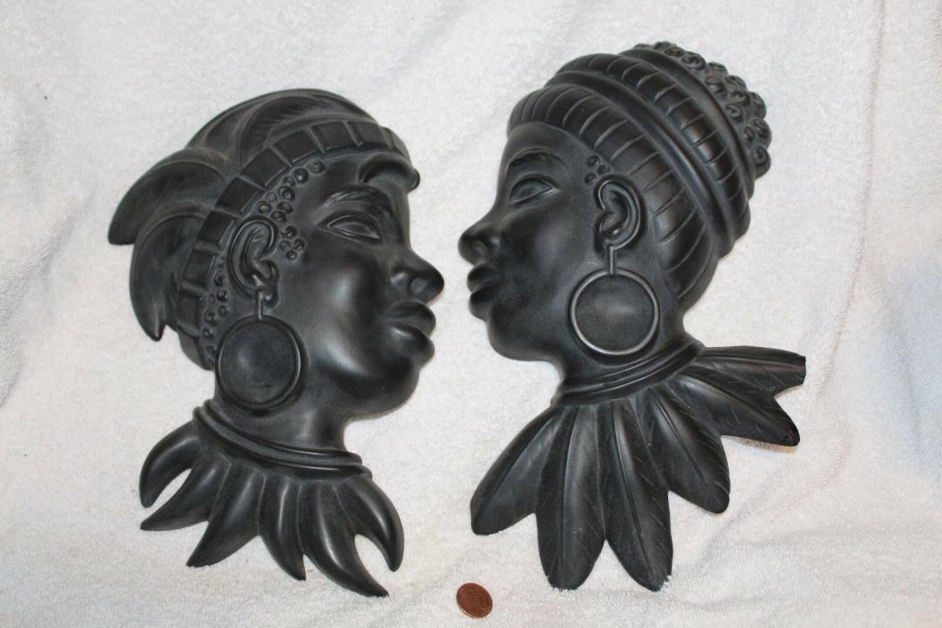 Pair of Dorothea Wright Wall plaques African heads