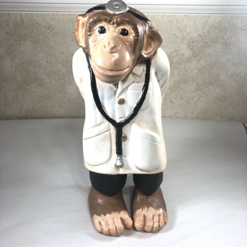 Vintage Ceramic 13” Monkey Chimp Doctor Singed Koit