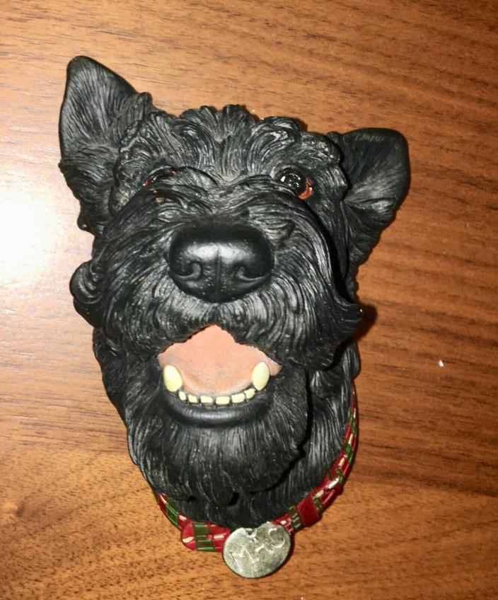 Vintage Bossons Mac Scottish Terrier Scottie Dog Chalkware Head Hand Painted Art
