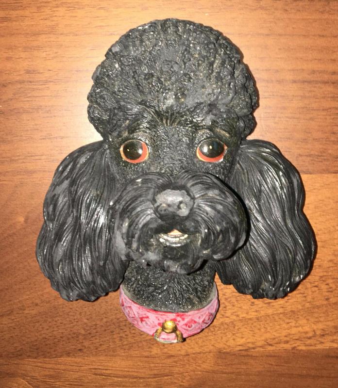 Vintage Bossons Black Poodle Chalkware Head Plaque Hand Painted Art
