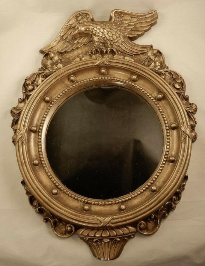 Vintage Chalkware Framed Port Hole Wall Mirror Colonial Eagle Crafts by Coplin