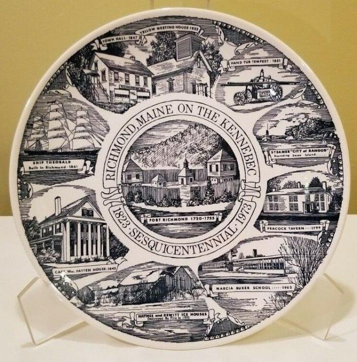 Vtg 1973 On the Kennebec Richmond Maine ME Kettlesprings Kiln Plate