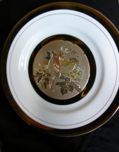The Art Of Chokin BIRD Gilded gold and silver engraved Decorative Plate Japan 6'
